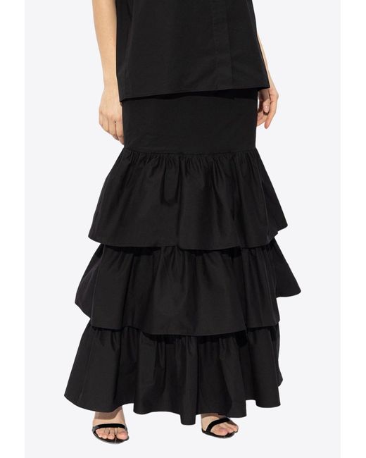 Moschino Black Ruffled Tiered Maxi Skirt