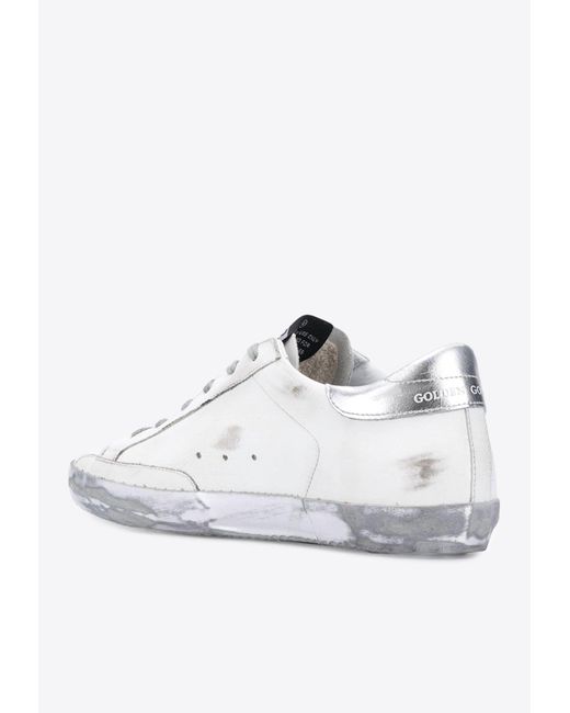 Golden Goose Deluxe Brand White Super-Star Distressed Low-Top Sneakers