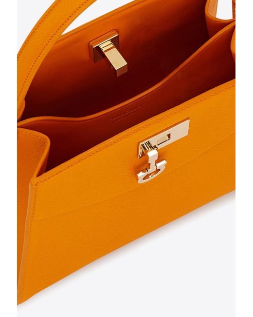 Ferragamo Orange Xs Studio Box North/West Top Handle Bag