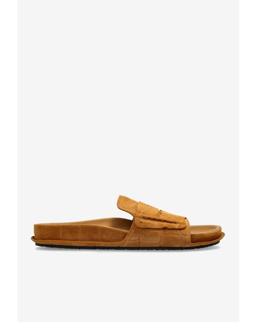 Jacquemus White Mocassin Suede Flat Sandals