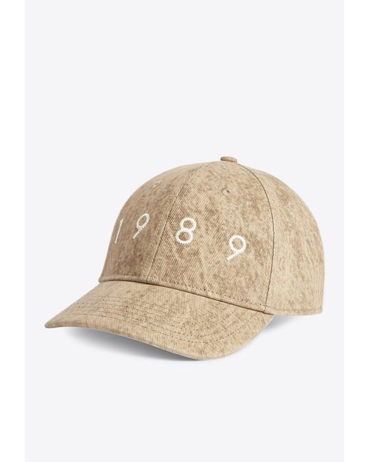 1989 STUDIO Natural Flock 1989 Logo Baseball Cap for men