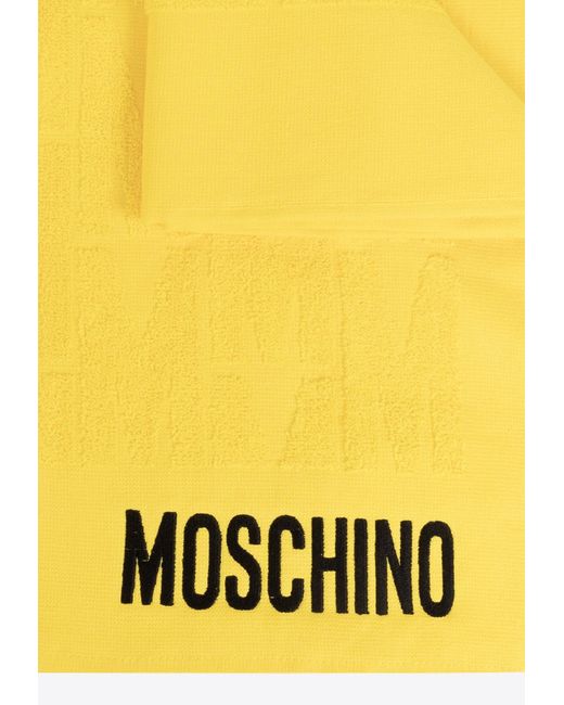 Moschino Yellow Embroidered Logo Beach Towel for men
