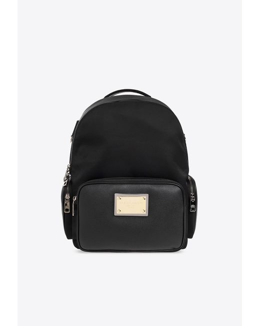 Dolce & Gabbana Logo Plate Backpack in Black for Men Lyst