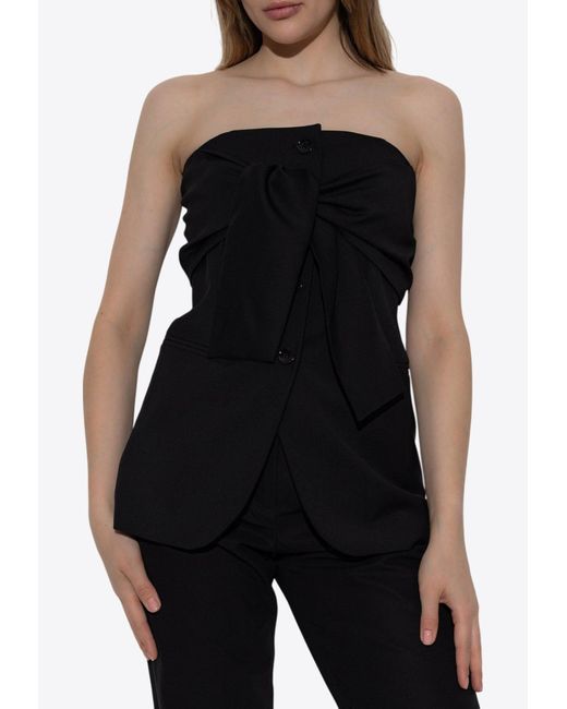 Max Mara Black Veruska Blazer-Inspired Bustier Top