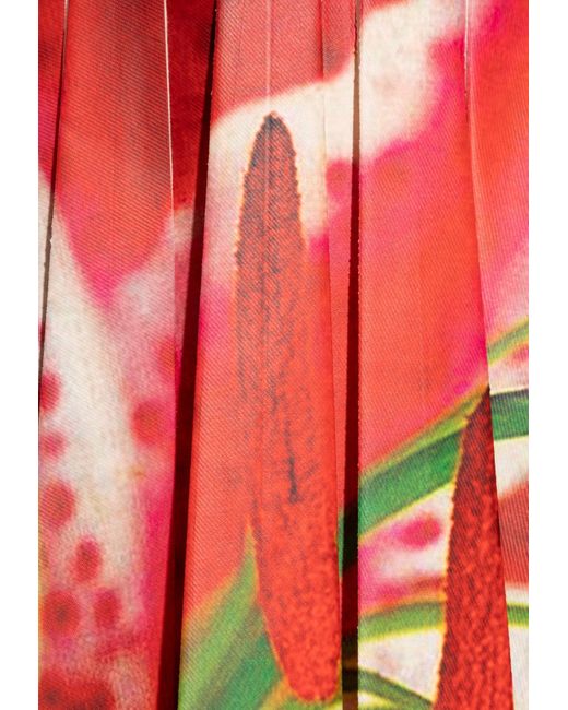 Tory Burch Red Pleated Skirt With Colorful Print