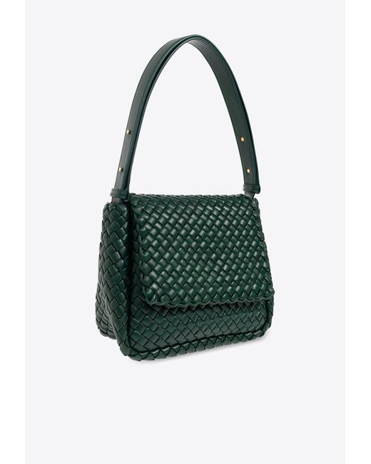 Bottega Veneta Green Small Cobble Padded Intrecciato Shoulder Bag