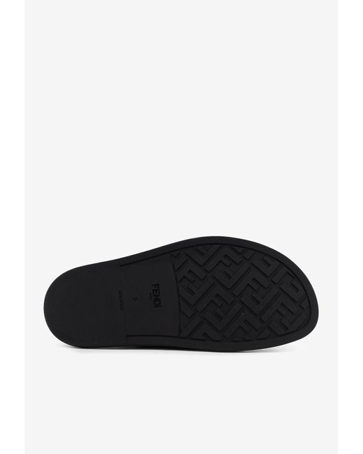 Fendi Brown Ff Jacquard Slides for men