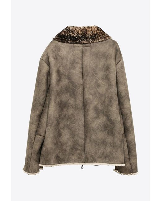 Acne Studios Shearling Suede Fur Jacket in Brown for Men | Lyst