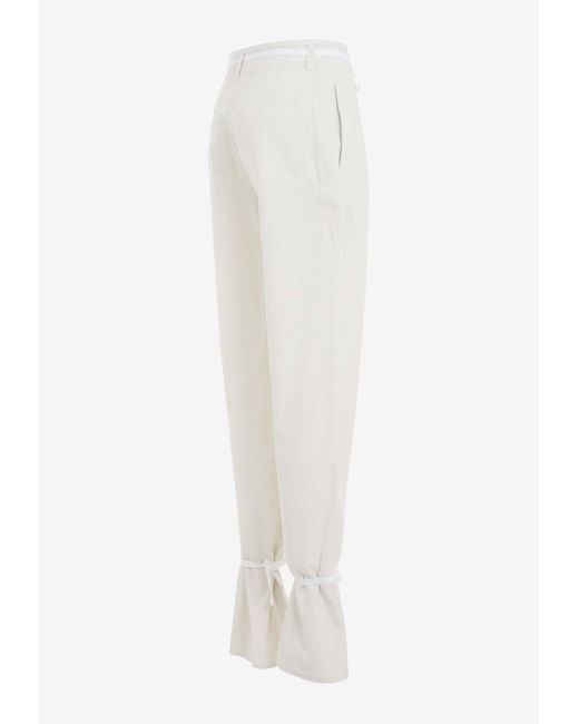 Lemaire White String-Belt Straight-Leg Pants
