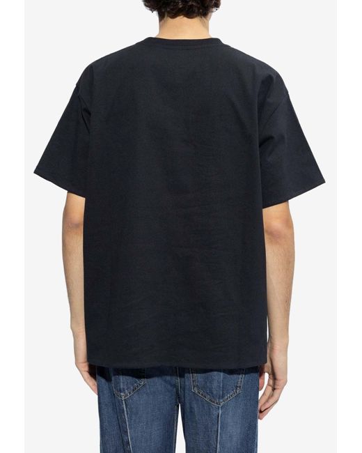 Bottega Veneta Black Double Layer Striped Crewneck T-Shirt for men