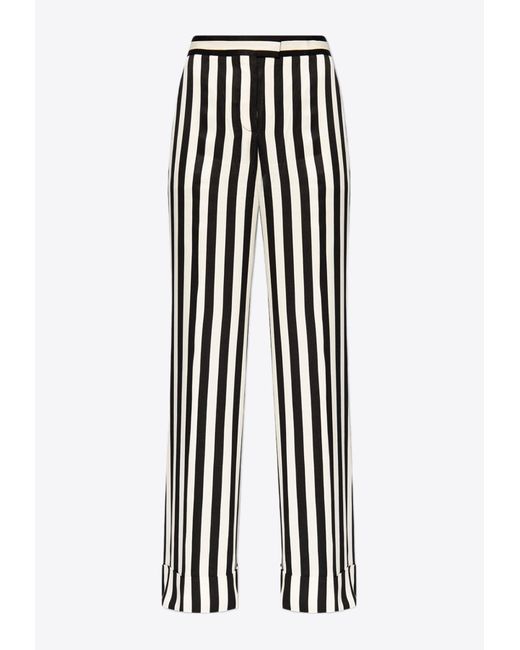 Moschino Black Archive Stripes Wide-Leg Pants
