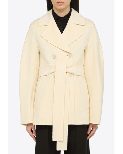 Sportmax Natural Umano Double-Breasted Wool-Blend Coat