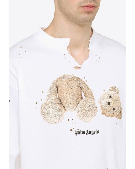 PALM ANGELS WHITE COTTON TEDDY BEAR T-SHIRT – Baltini