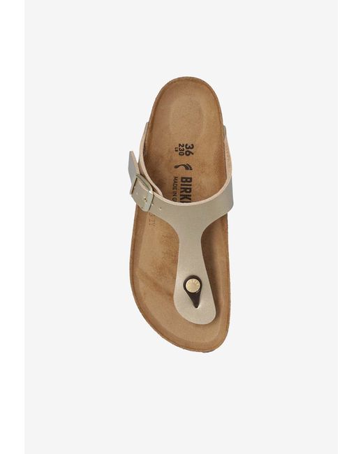 Birkenstock White Gizeh Metallic Leather Thong Sandals