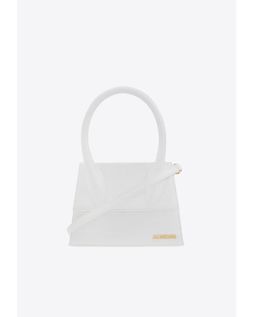Jacquemus White Le Grand Chiquito Leather Top Handle Bag