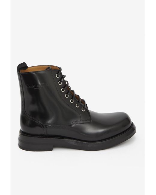 Dior Black Carlo Lace-up Leather Boots for men