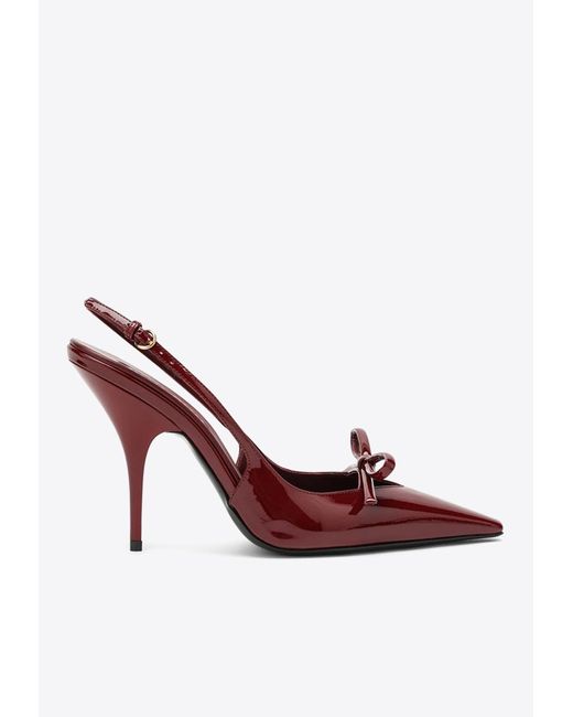 Miu Miu Pink 100 Patent Leather Slingback Pumps With Bow Detail