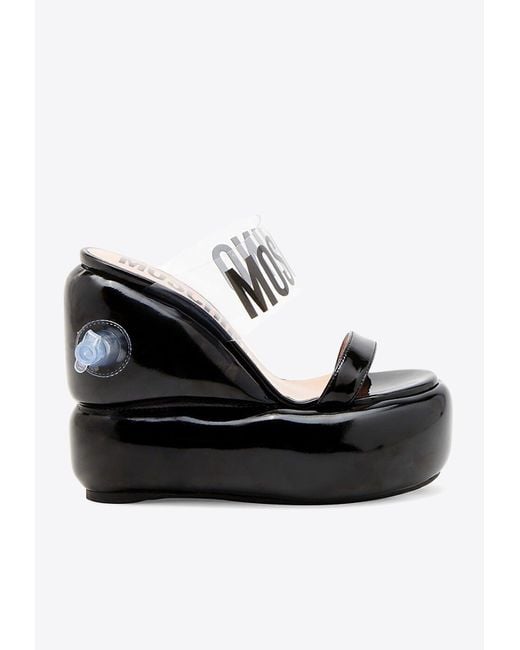 Moschino Black 140 Inflatable Effect Wedge Sandals