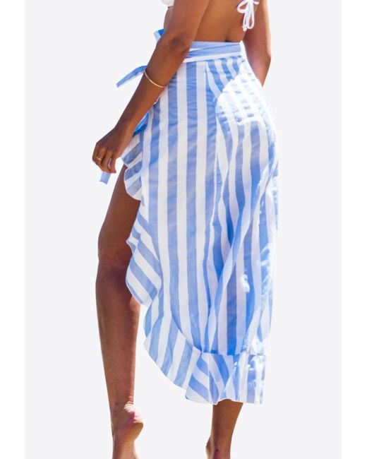 Les Canebiers Blue Senequier Striped Maxi Skirt