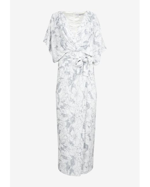 In the mood for love White Madalya Botanic Sequin Embellished Midi Dress