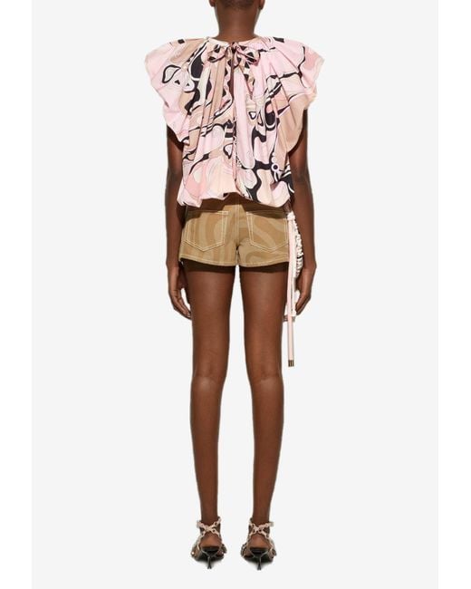 Emilio Pucci Pink Orchidee Print Voluminous Top