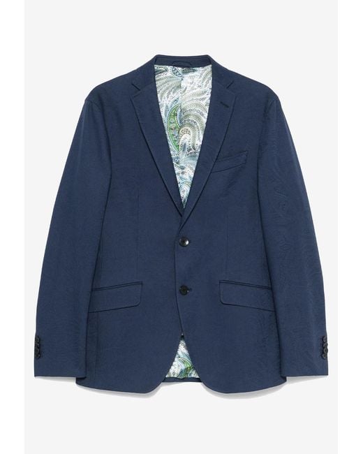 Etro Blue Single-Breasted Blazer for men