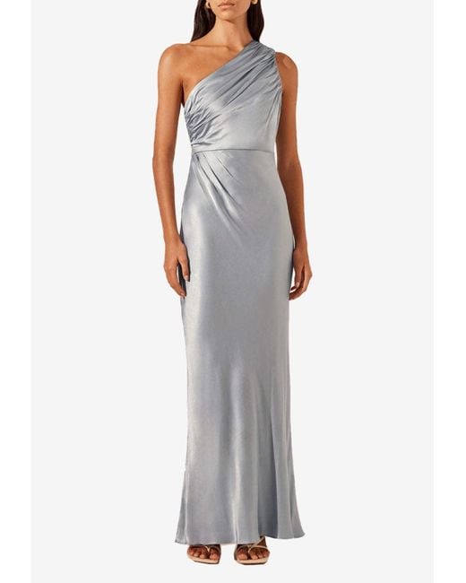 Shona Joy Gray La Lune One-Shoulder Maxi Dress