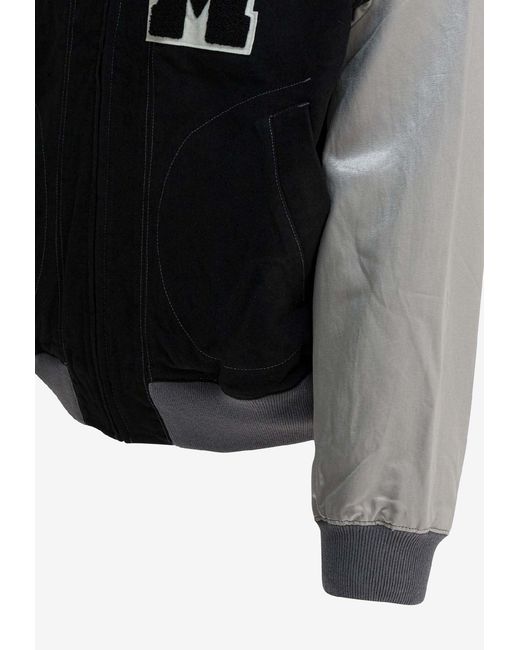 Human Made Black Satin Varsity Bomber Jacket for men