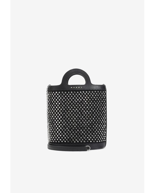 Marni Black Nano Tropicalia Crystal-Embellished Bucket Bag