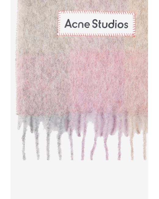 Acne White Mohair Checked Scarf