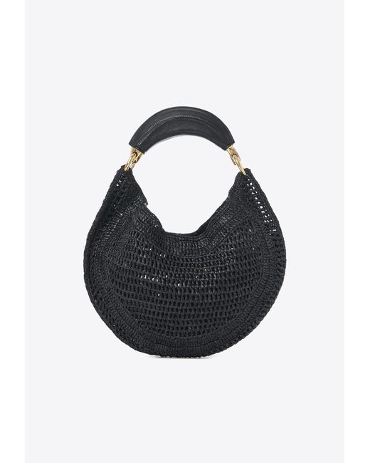 Chloé Black Summer Banana Woven-Raffia Hobo Bag