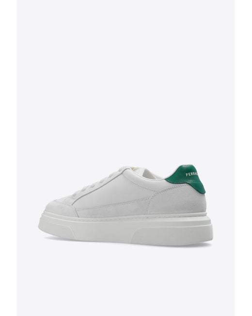 Ferragamo White Low Cut Sneaker With Gancini Outline for men