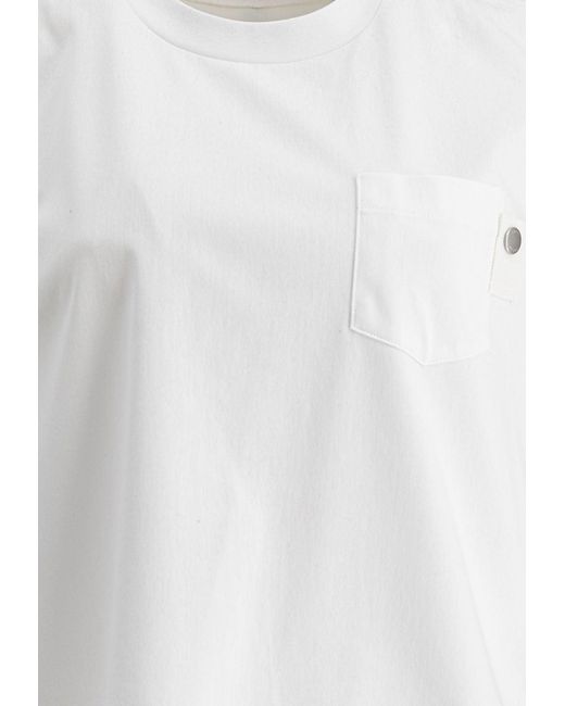 Sacai White Asymmetric Sleeveless Top