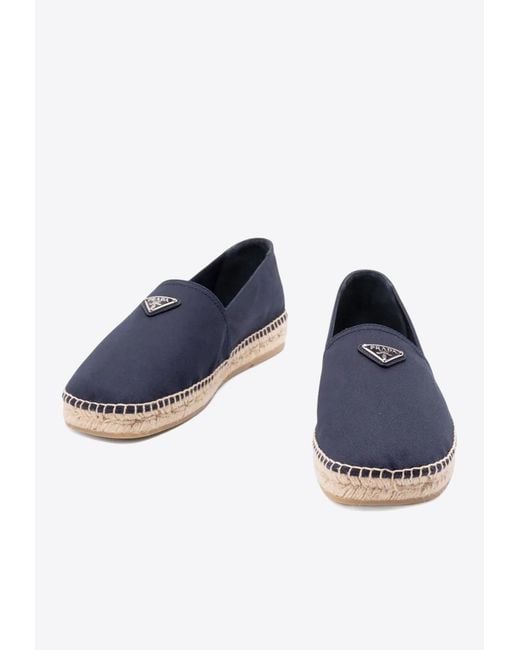 Prada Blue Triangle Logo Canvas Espadrilles for men