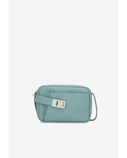 Ferragamo Blue Small Leather Camera Bag