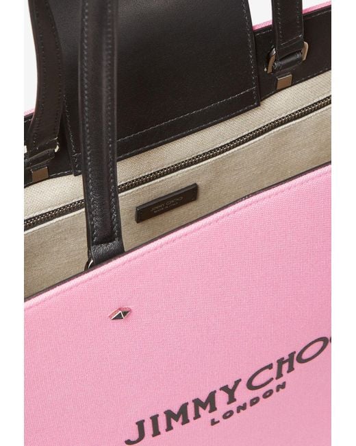 Jimmy Choo Pink Medium Logo Tote Bag