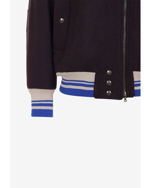 Dries Van Noten Blue Valdi Zip-Up Bomber Jacket