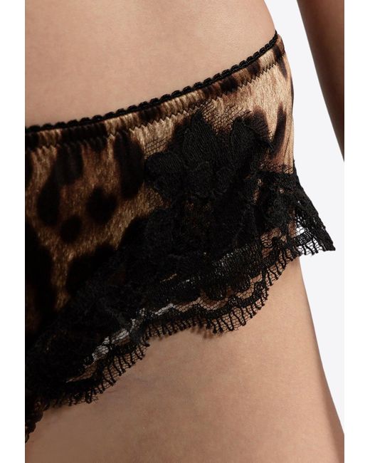 Dolce & Gabbana Black Leopard Print Silk-Blend Briefs