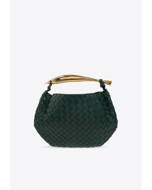 Bottega Veneta Green Small Sardine Intrecciato Leather Top Handle Bag