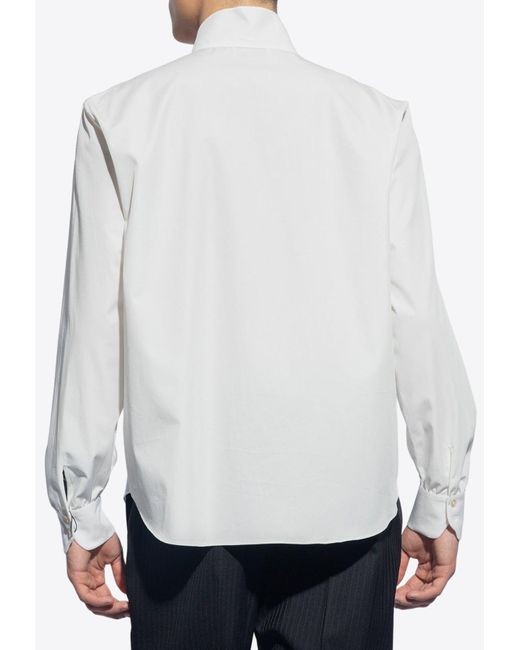 Saint Laurent White Imperial Collar Long-Sleeved Shirt for men
