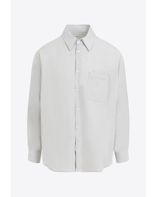 Lemaire White Long-Sleeved Solid Shirt for men