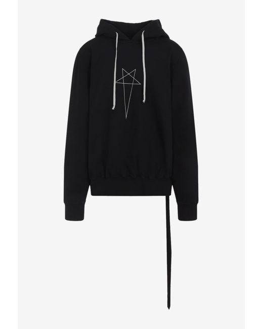 Rick Owens Black Oversized Hooded Sweatshirt for men