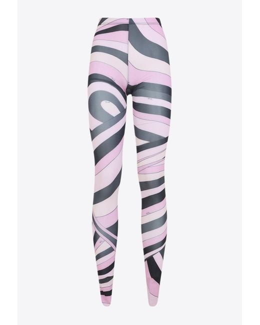 Emilio Pucci Blue High-Rise Printed Tights