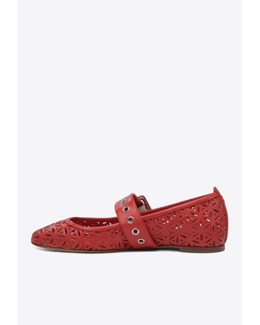 Halmanera Red Leather Ballet Flats