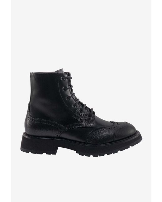Alexander McQueen Black Punk Worker Leather Ankle Boots for men