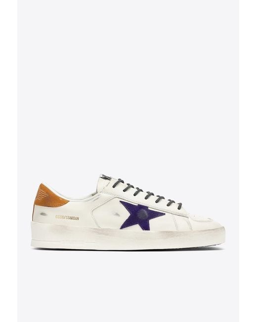Golden Goose Deluxe Brand White Stardan Low-Top Leather Sneakers for men