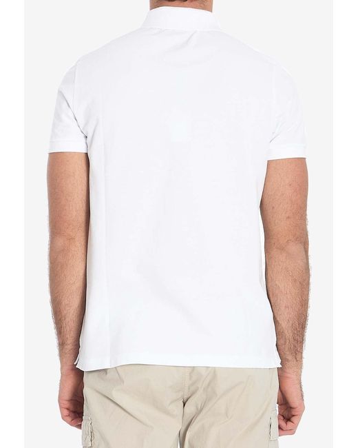 Stone Island White Compass Logo Patch Polo T-Shirt for men