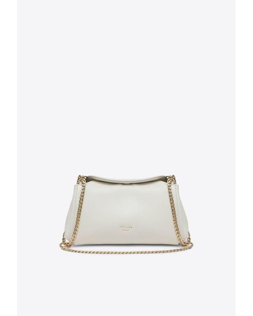 Prada Natural Small Tumulte Leather Shoulder Bag