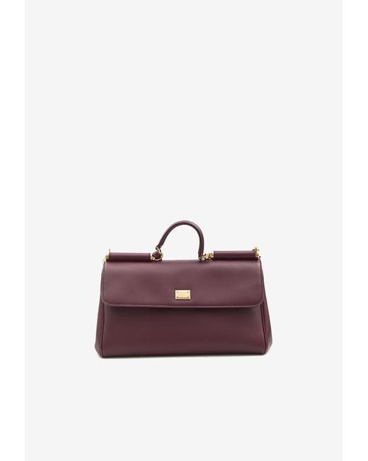 Dolce & Gabbana Purple My Sicily Calf Leather Top Handle Bag