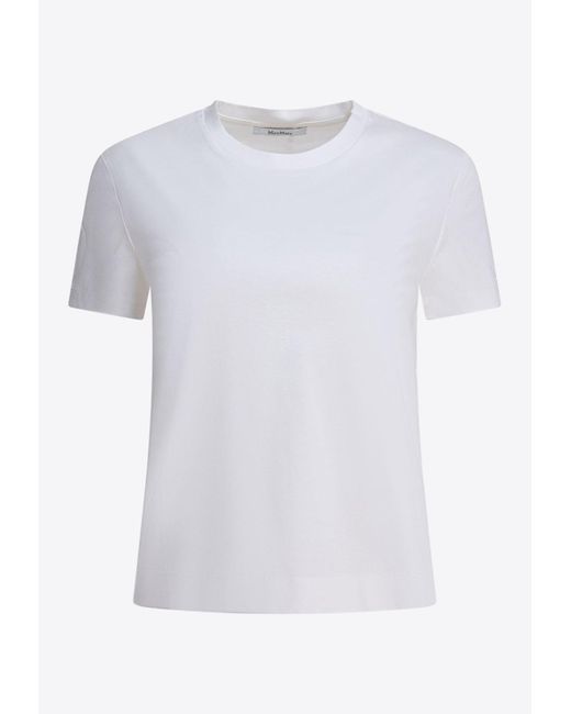 Max Mara White Nerina Logo Embroidered T-Shirt